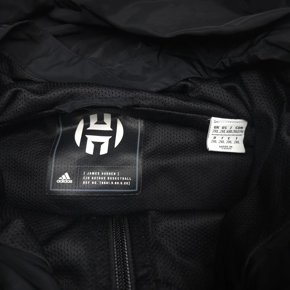 adidas James Harden CrazyX Sport Parka Men 2XL Black 3/4 Sleeve Hooded BP7171